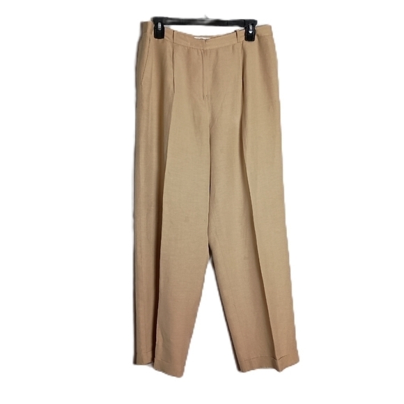 Talbot's Silk & Linen Blend Khaki Colored Pantsuit Size 12 - Picture 2 of 15